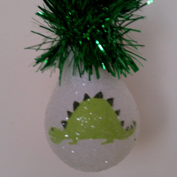 Green Dinosaur keepsake light bulb ornament