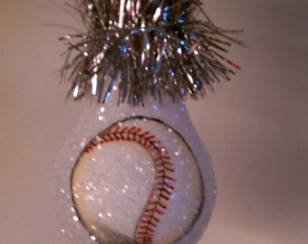 Baseball handmade light bulb ornament