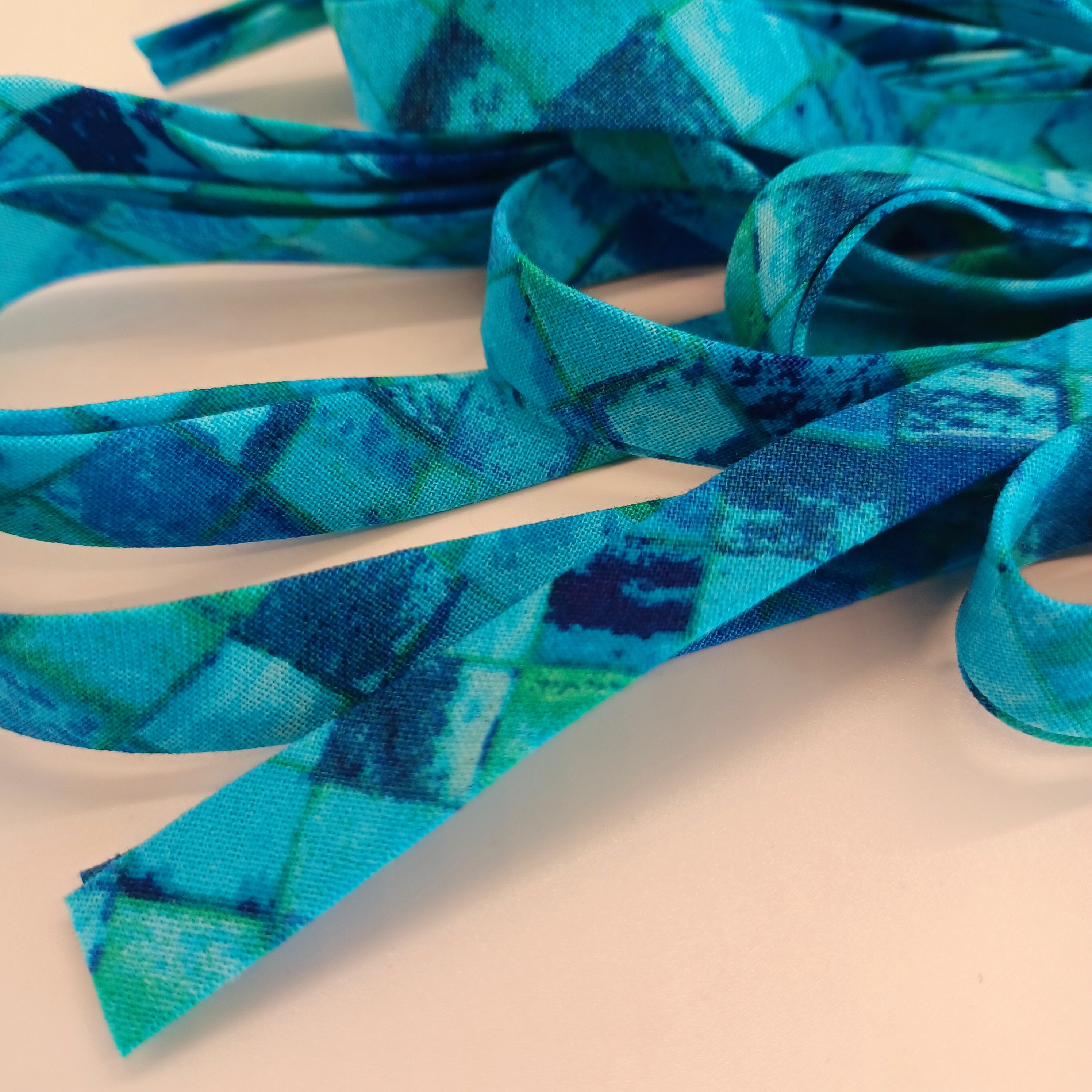 1/2 Inch Cotton Bias Tape Double Fold Fabric Many Shades of Blue and