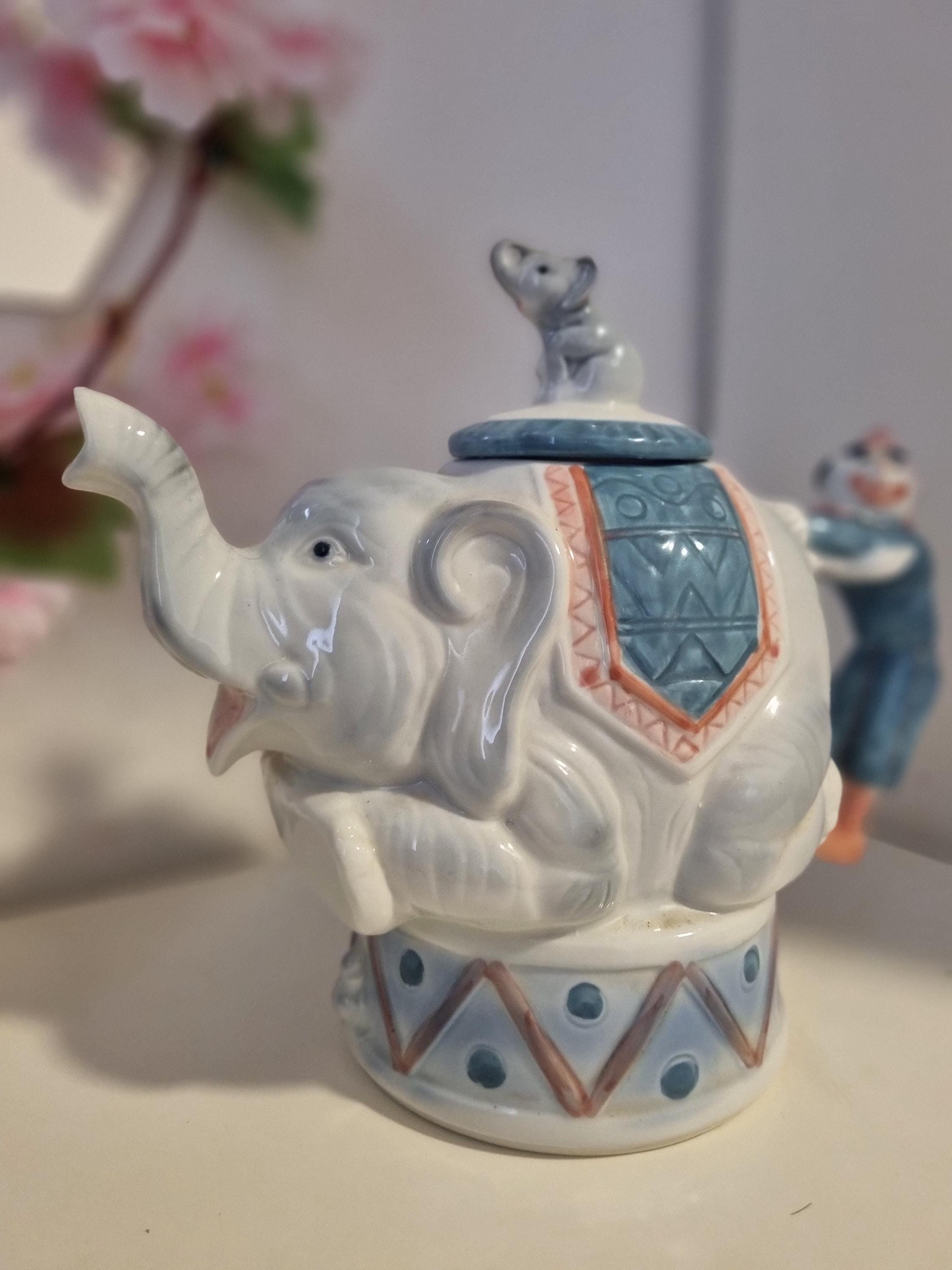 Théière Céramique éléphant – Thème Jungle, Colorée, Déco Originale