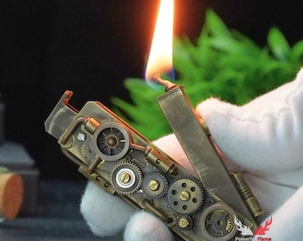 Handmade Steampunk Lighter – Vintage Pipe Fire Gift for Him
