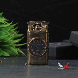 Luxury Windproof Watch Lighter: Golden Refillable Flame Gadget image 6