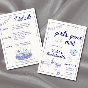 Girls Gone Mild Uitnodiging vrijgezellenfeest en reisschema, verjaardagsroute, reisschema meisjes, Chill Bachelorette Spa, Canva