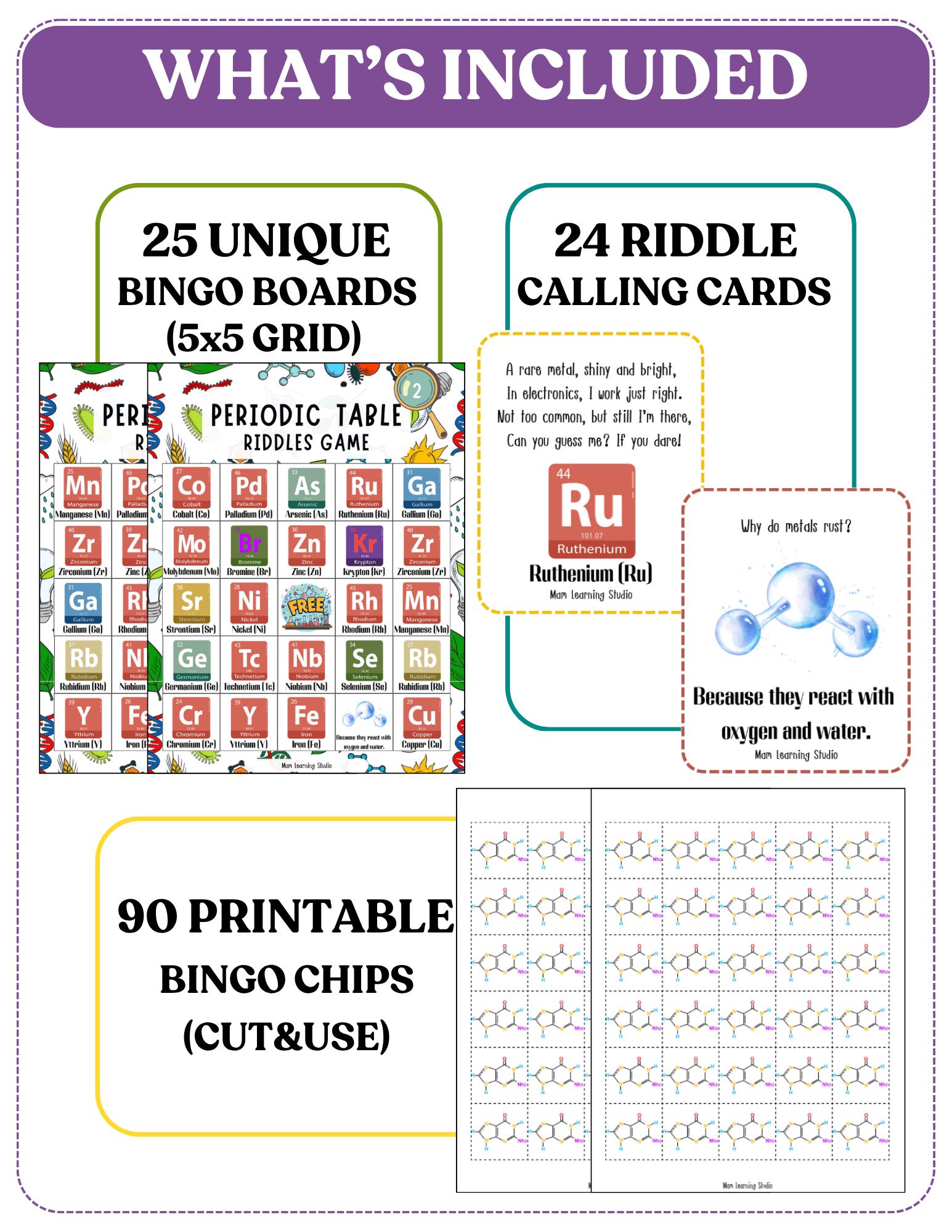 Periodic Table Riddle Periodic Table Riddles Bingo Game Part 2 | Chemistry Elements Activity ...