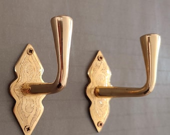 Handcrafted Solid Brass Hooks: Vintage Style Engraved Coat Hangers