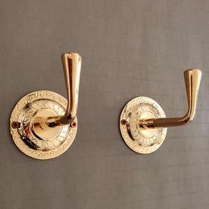 Buy 4 Hooks, Get 1 Free! – Unlacquered Brass Wall Hook – Round Decorative Hook for Entryway or Bathroom