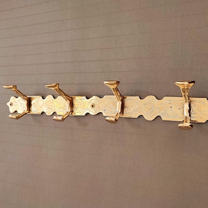 Handcrafted Solid Brass Wall Hook Rack – 4-Hook Moroccan Style Coat & Towel Hanger