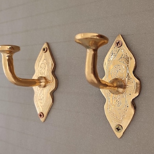 Brass Wall Hooks Set – Handmade Moroccan Coat Hooks – Vintage Style Key Holder – Decorative Brass Hangers – Express Shipping