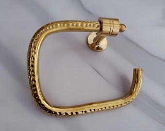 Antique Brass Toilet Paper Holder – Hand Hammered Bathroom Decor – Moroccan Hardware