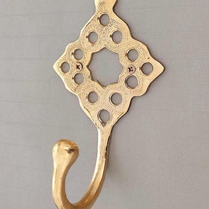 Handcrafted Moroccan Brass Hook , Elegant Engraved Design for Keys & Towels