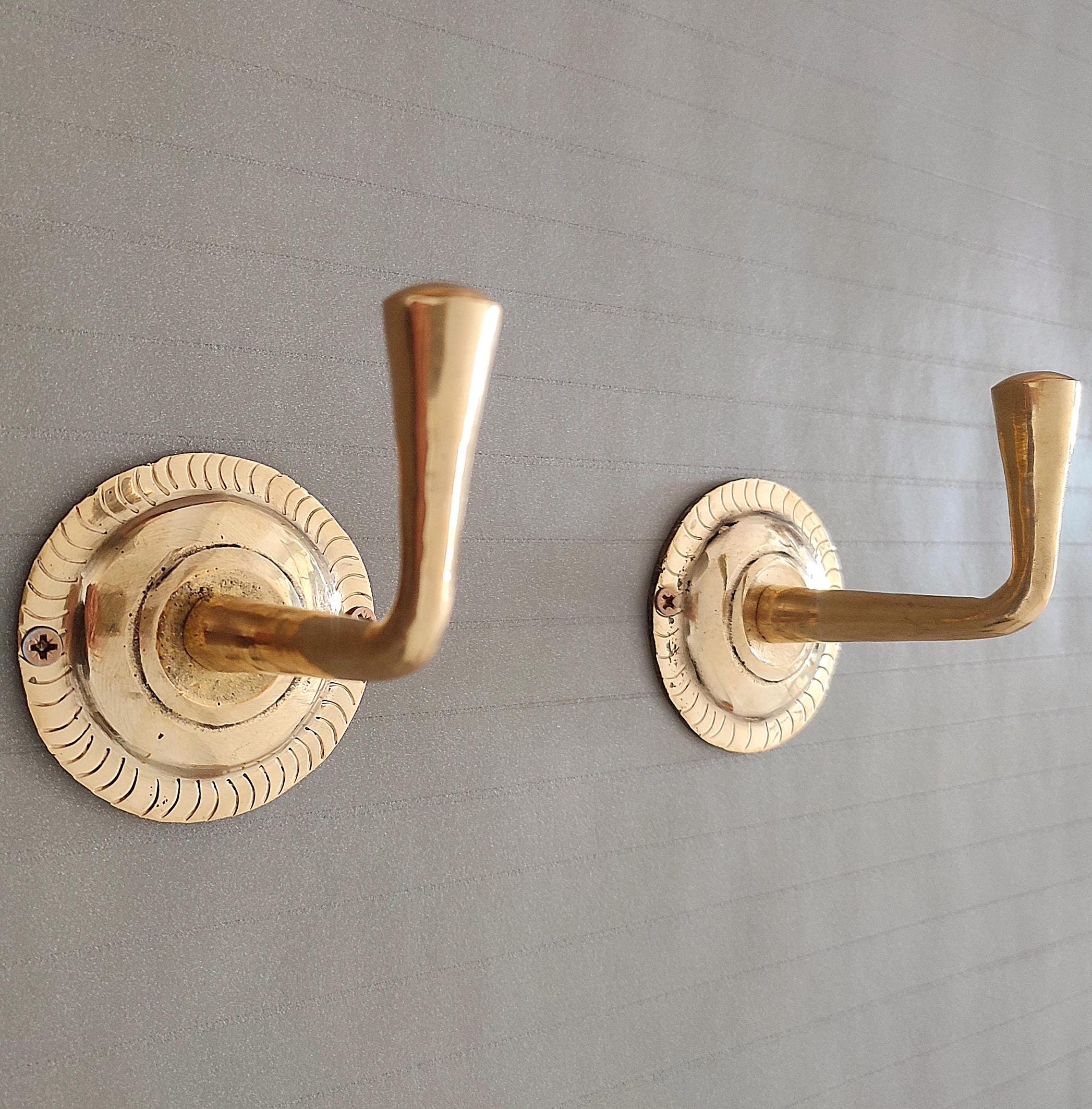 Handmade Brass Wall Hooks , Vintage Coat & Towel Hangers