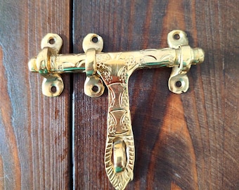 Handcrafted Solid Brass Door Latch , Vintage Moroccan Lock for Cabinets, Gates & Rustic Furniture