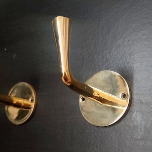Handcrafted Solid Brass Wall Hook: Vintage Coat & Hat Hanger