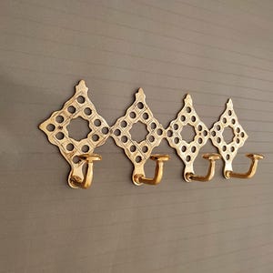 Brass Wall Hooks – Moroccan Style Coat Rack – Boho Entryway Hook Set – Handmade Solid Brass Wall Hangers (4, 3, 2, 1 Hooks)