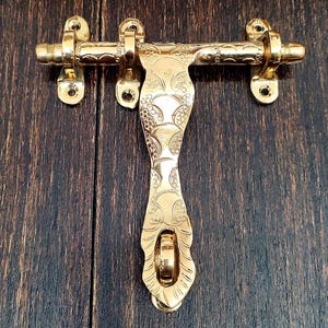 Handcrafted Moroccan Brass Door Bolt , Antique Style Latch for Cabinets & Doors