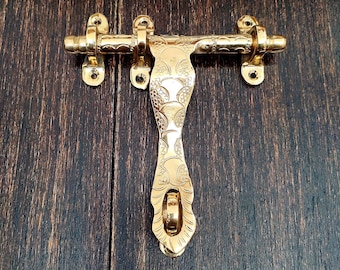 Handcrafted Moroccan Brass Door Bolt , Antique Style Latch for Cabinets & Doors