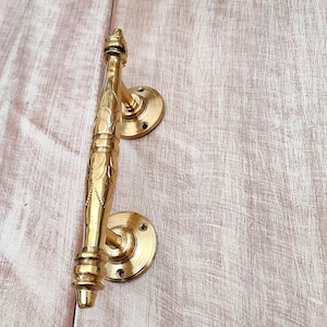 Handmade Moroccan Brass Door Handle: Rustic Antique Gold Pull