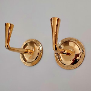 Brass Wall Hook, Handmade Moroccan Coat Hook, Solid Brass Hanger for Towel, Robe or Keys, Vintage Style Wall Decor