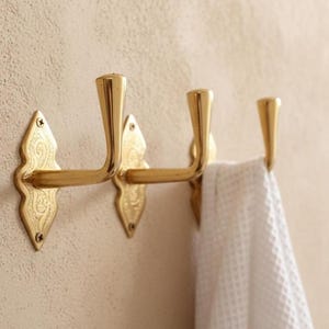 Handcrafted Brass Hooks – Vintage Style Decorative Coat Hooks – Solid Brass Hangers for Entryway, Bathroom or Kitchen image 2