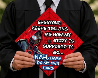 Spider Verse Printed Graduation Cap Topper, Super Hero Graduation, Grad Gift, Printed Cap Topper Design, Card Stock Print, Guy Grad Cap