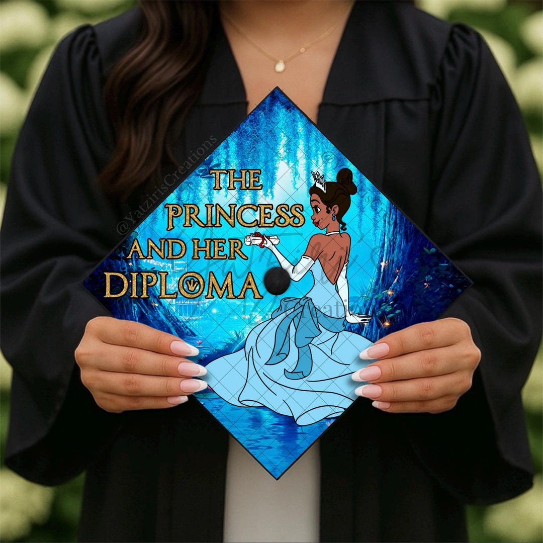 Princees Grad The Princess & Her Diploma Printed Graduation Cap Topper, Princess ...