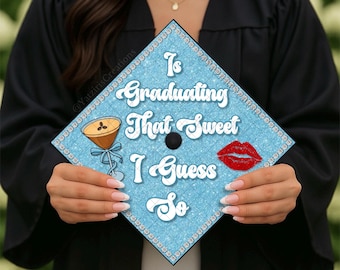 I Guess So Graduation Cap Topper, Y2K Girly Graduation, Grad Gift, Printed Cap Design, Card Stock Print, Sabrina Grad Cap
