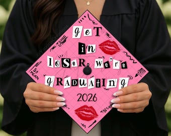 Mean Girls Printed Graduation Cap Topper, Get In Loser, Burn Book Grad, Grad Gift, Printed Graduation Topper, Card Stock Print, Pink Girly