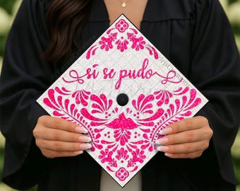 Si Se Pudo Talavera Printed Graduation Cap Topper, Mexican Grad Gift, Hispanic Printed Cap Topper, Spanish Latino Graduate, Card Stock Print
