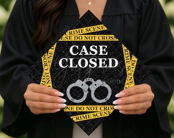 Criminal Justice Printed Graduation Cap Topper, Crime Scene Graduation, Grad Gift, Forensics Printed Grad Topper Design, Card Stock Print