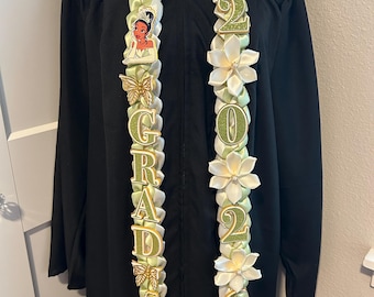 Princess Tiana Graduation Lei With Flowers, Grad Gift, Class of 2026, Frog Princess, Single Braided Ribbon, Graduation Stole, Gift for Her