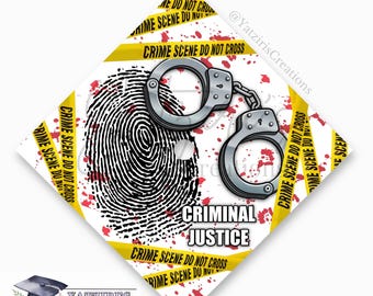 Criminal Justice Printed Graduation Cap Topper, Crime Scene Graduation, Grad Gift, Forensics Printed Grad Topper Design, Card Stock Print