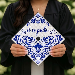 Si Se Pudo Talavera Printed Graduation Cap Topper, Mexican Grad Gift, Hispanic Printed Cap Topper, Spanish Latino Graduate, Card Stock Print