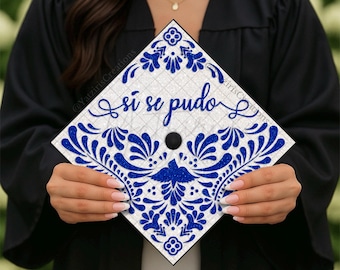 Si Se Pudo Talavera Printed Graduation Cap Topper, Mexican Grad Gift, Hispanic Printed Cap Topper, Spanish Latino Graduate, Card Stock Print