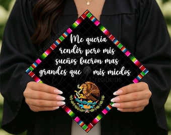 Mexican Flag Printed Graduation Cap Topper, Hispanic Latino Graduation, Grad Gift, Mexico Printed Cap Topper, Card Stock Print, Custom Quote