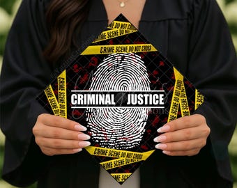 Criminal Justice Printed Graduation Cap Topper, Crime Scene Graduation, Grad Gift, Forensics Printed Grad Topper Design, Card Stock Print