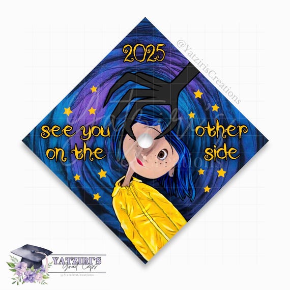 See You On The Other Side Printed Graduation Cap Topper, Coraline Graduation, Grad Gift, Printed Graduation Topper Design, Card Stock Print