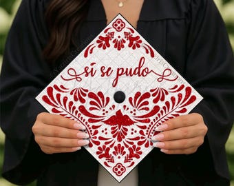 Si Se Pudo Talavera Printed Graduation Cap Topper, Mexican Grad Gift, Hispanic Printed Cap Topper, Spanish Latino Graduate, Card Stock Print