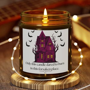 Haunted House Scented Candle: Coconut Apricot Wax, Halloween Decor