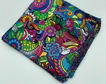 Bright Handmade Reusable Paper Towels/ Napkins - Set of 6, 100% Cotton Fabric, Replace Your Disposable Paper Towels Today!