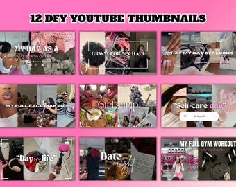 12 Aesthetic YouTube Thumbnail Templates | Canva Ready-to-Use (Digital)