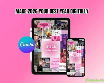 2026 Digital Vision Board Template: Customizable Canva Planner