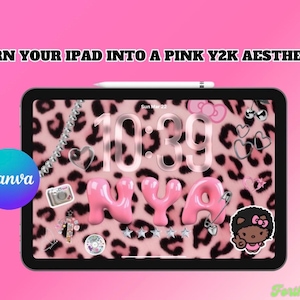 Pantalla de bloqueo del iPad con estampado de leopardo rosa Y2K