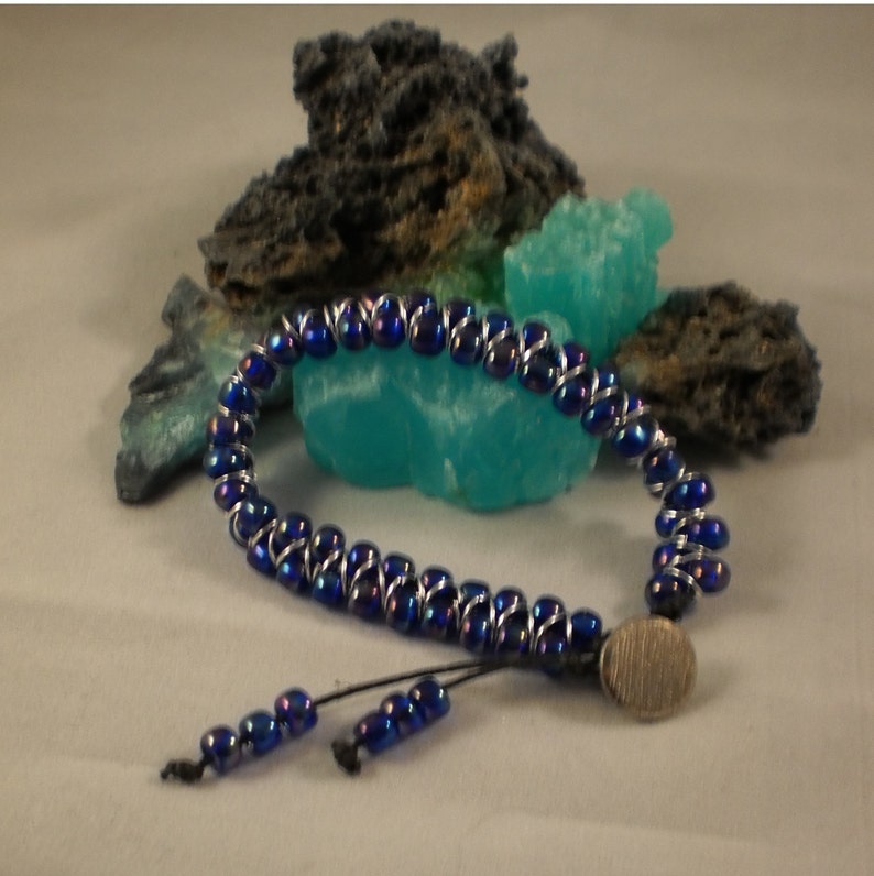 Blue and Silver Beads and Jump Rings Bracelet Etsy