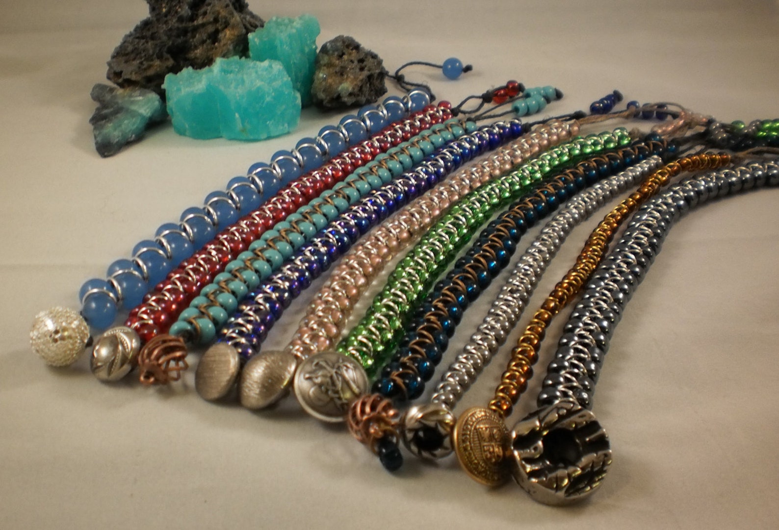 Blue and Silver Beads and Jump Rings Bracelet Etsy