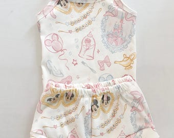 Magical Mouse Ribbed Knit Matching Set for Girls, Tank & Shorties, Baby/ Toddler Outfit