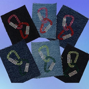 Customizable Rhinestone Carabiner Patch: Upcycled LGBTQ Pride Applique
