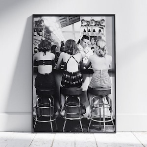 Women Drinking Wall Art, Bar Cart Print, Gift For Girl Friends,Black and White Poster, Three Friends Vintage Decor, Alcohol Photograph