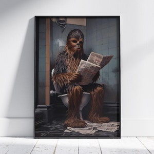 Chewbacca, Star Wars Bathroom Art Prints,Funny Vintage Oil Painting, Print for Bathroom Decor, Aesthetic Wall Art, Dorm decor Digital Print
