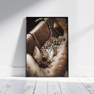 Vintage leopard poster, fashion poster, luxury print, luxury leopard print, vintage luxury fashion poster