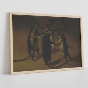 The Dance of the Rats, WeirdArt Print, Renaissance Art, Weird Antique Rats Painting, Renaissance Animals, Ferdinand van Kessel